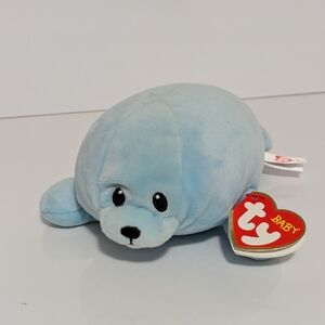 TY Baby Blue Seal Plush Squirt